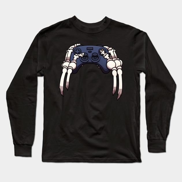 Skeleton Hands Holding Video Game Controller Long Sleeve T-Shirt by TheMaskedTooner